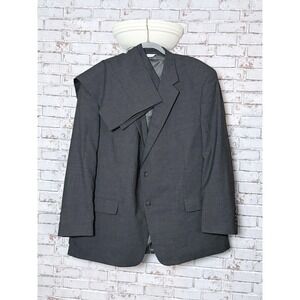 Gerald Austin Mens 100% Wool Suit Charcoal Gray Pleated 2 Button 48 RE 43 Waist